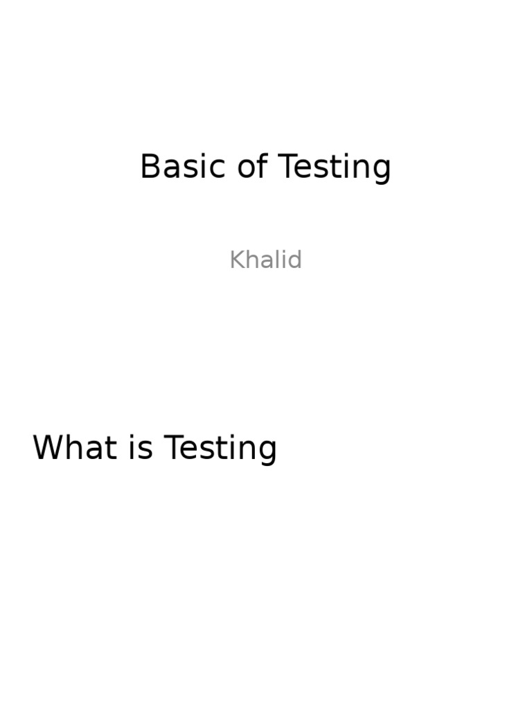 Introduction to Testing Basics | PDF