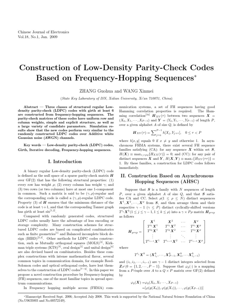 LDPC Codes via Frequency Hopping | PDF | Low Density Parity Check Code ...