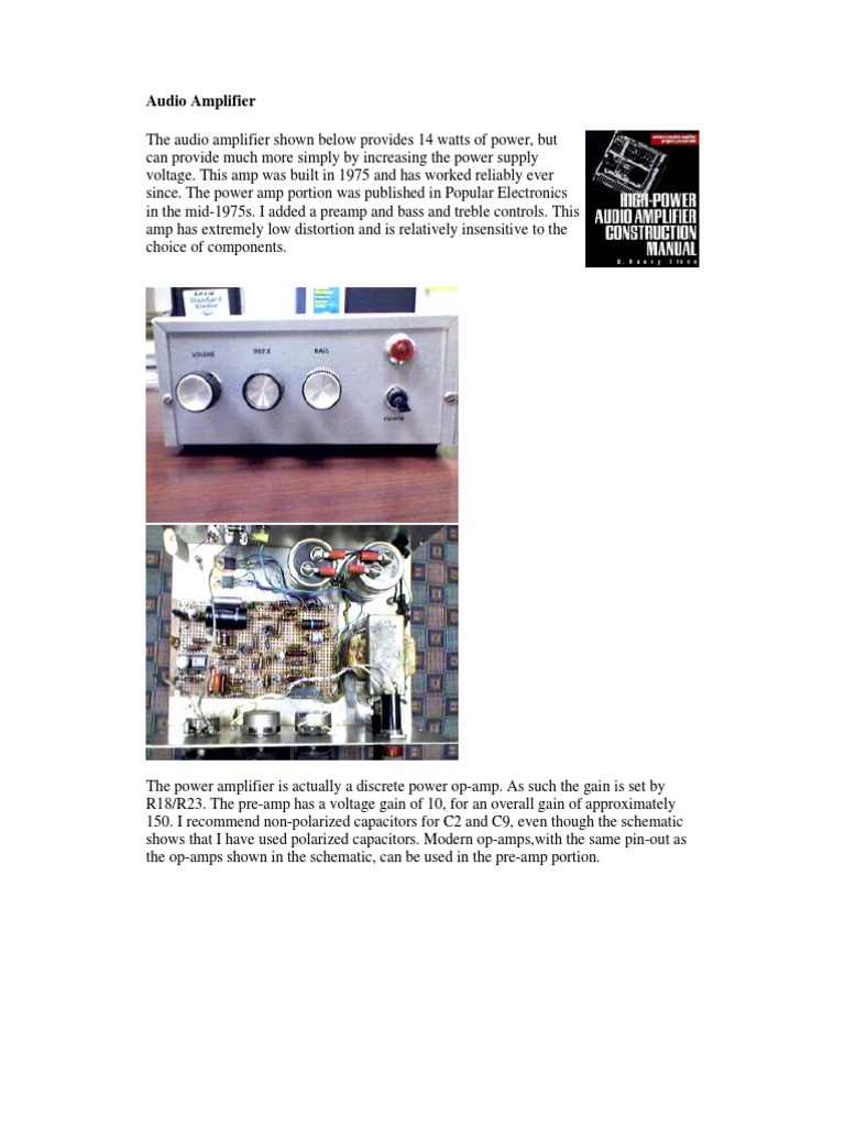 High-Power Audio Amplifier Guide | PDF | Operational Amplifier | Amplifier