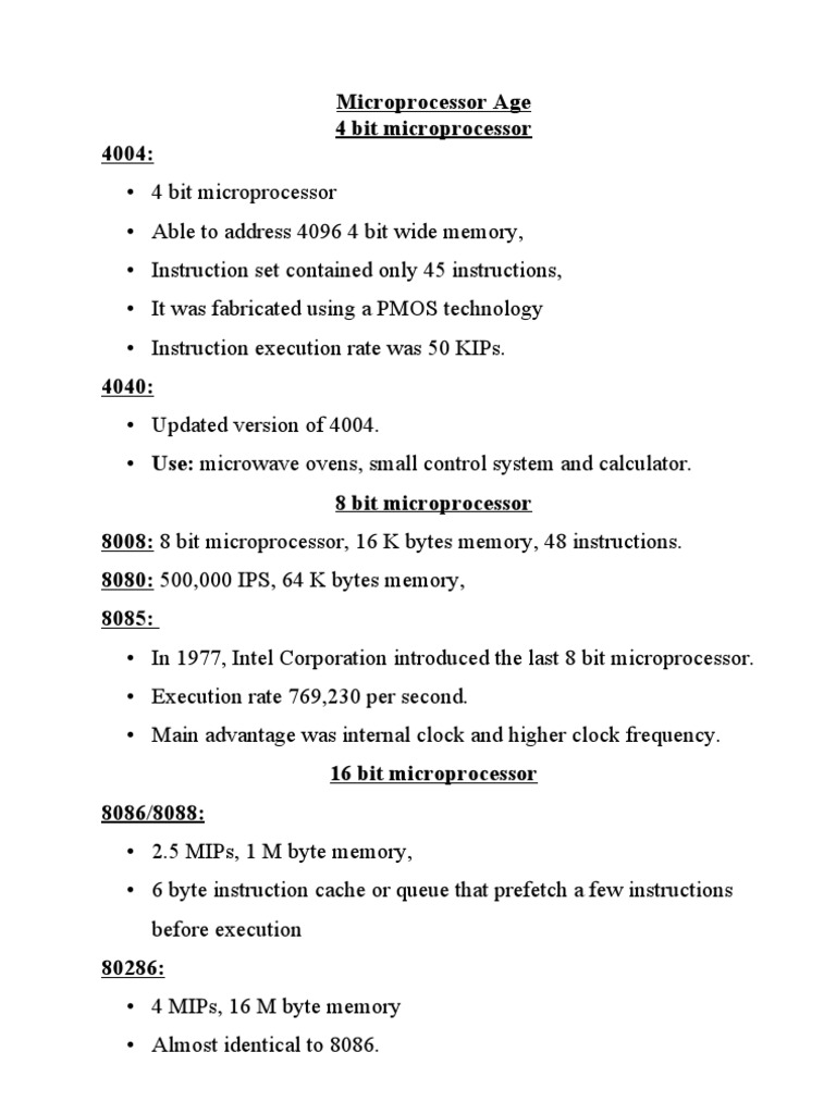 Microprocessor Age 4 Bit Microprocessor 4004 PDF Binary Coded Decimal Computer Data Storage