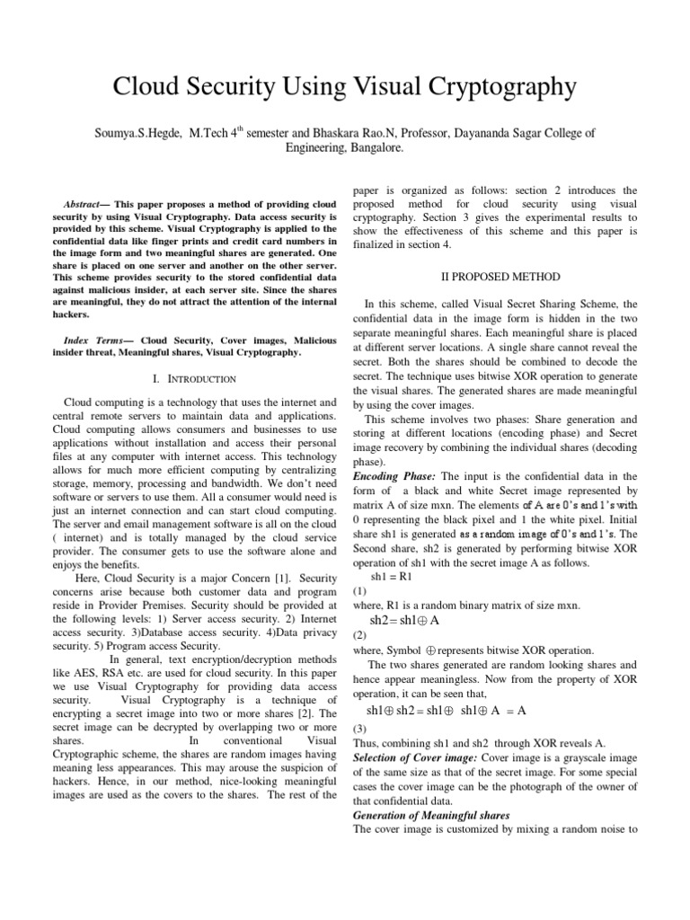 Cloud Security Using Visual Cryptography | PDF | Cryptography | Cloud ...