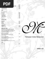 Maharajas Drinks Menu