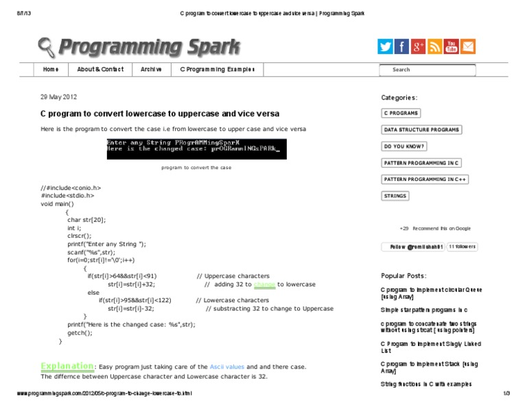 C Program To Convert Lowercase To Uppercase and Vice Versa