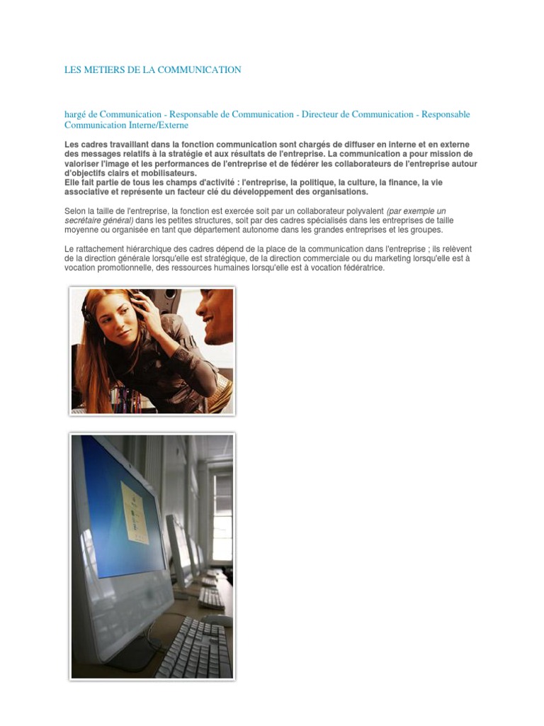 Métiers de la Communication : Guide Complet | PDF | Promotion ...