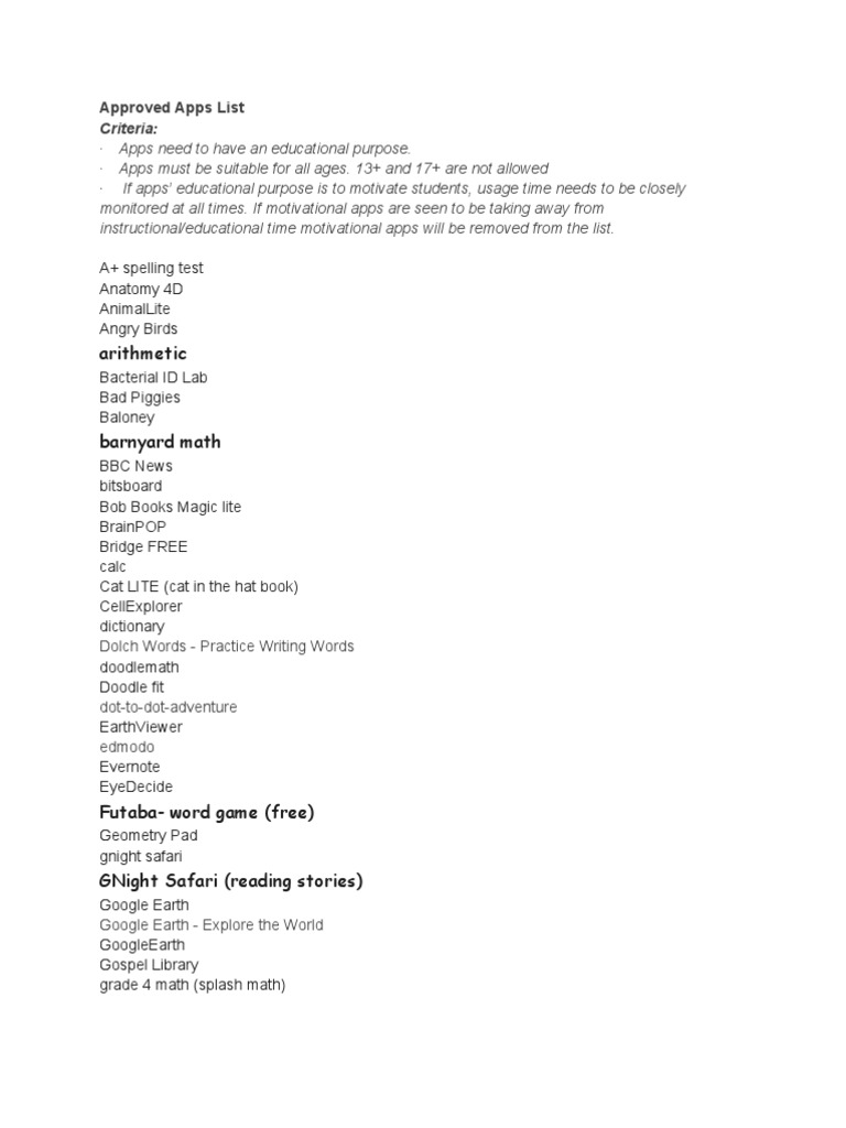 Approvedappslist | PDF