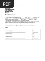 Payment Agreement Date of Loan: Due Date of Repayment: Total Amount Due: Agreement Between Borrower Lender Terms of The Agreement