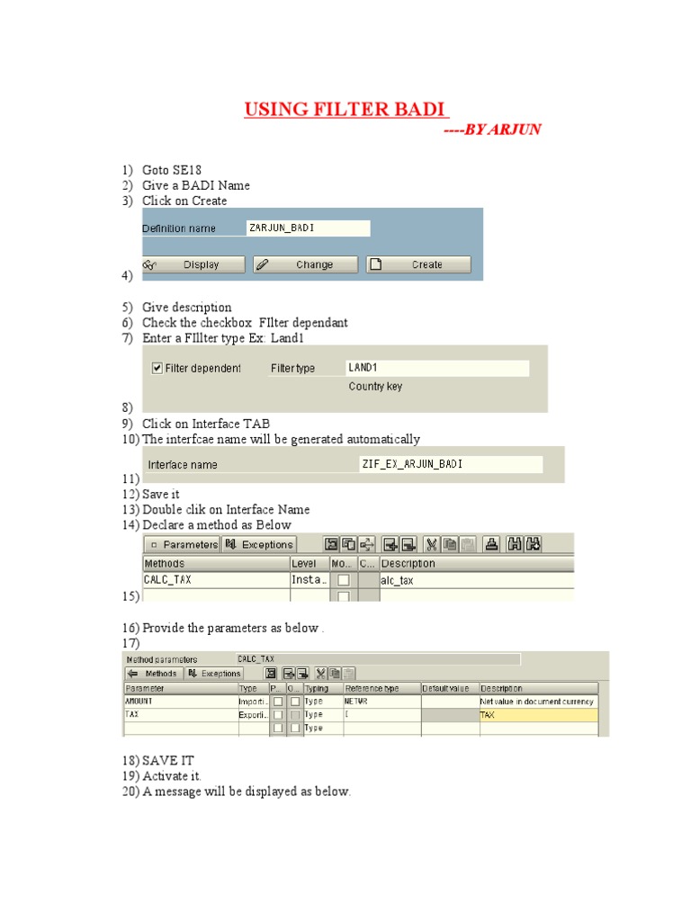 SAP BADI Filter Implementation Guide | PDF