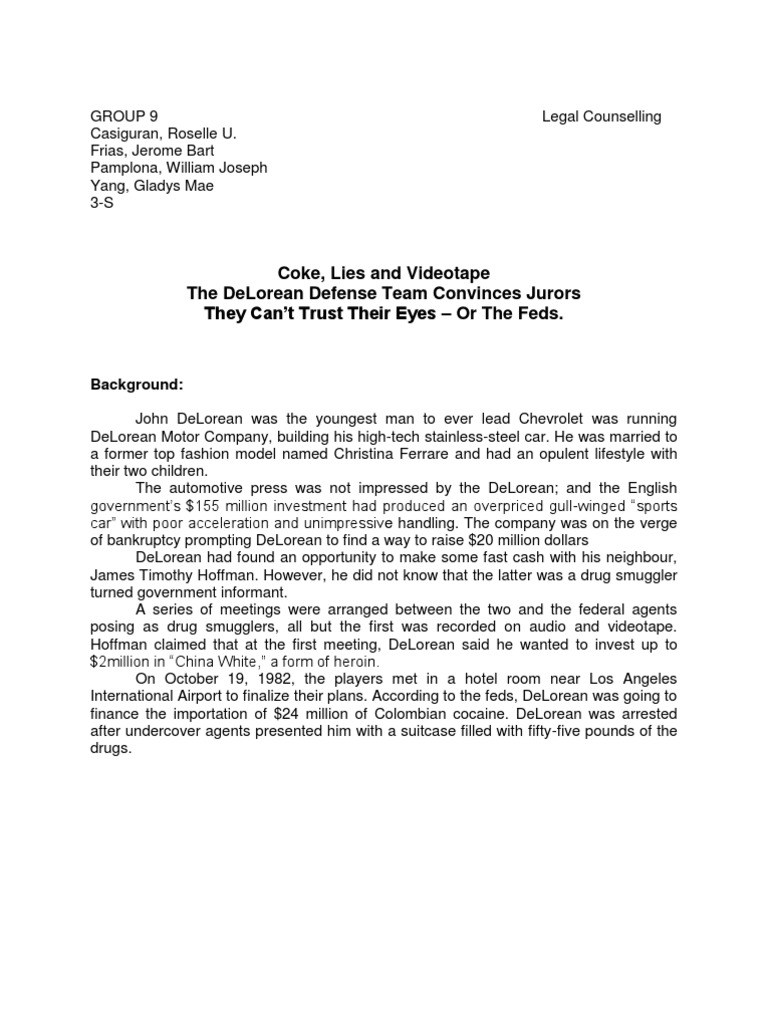 Legal Counselling Report Lawyer Witness