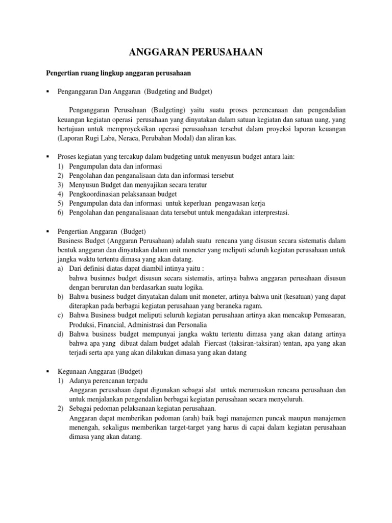 Anggaran Perusahaan
