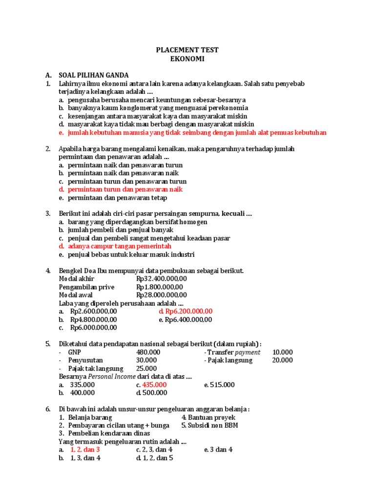 Placement Test Ekonomi
