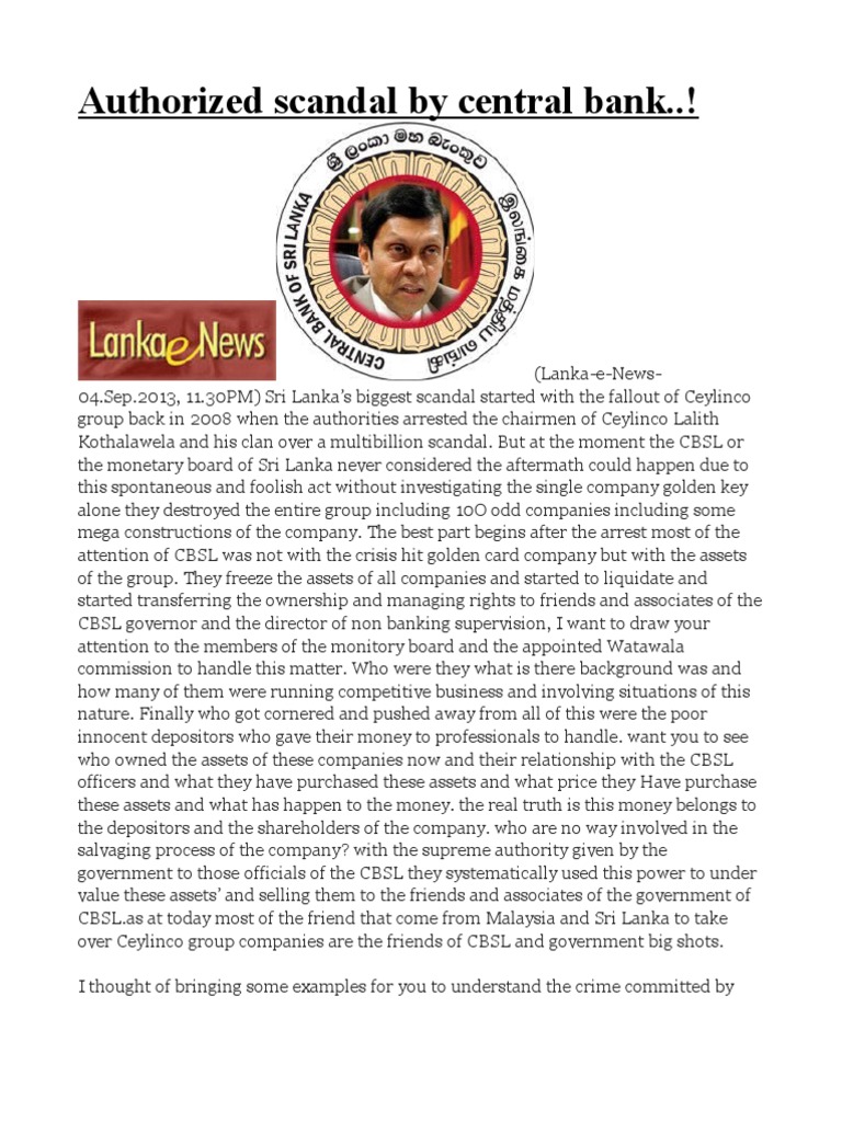Authorized Scandal by Central Bank..! PDF Money Deposit Account