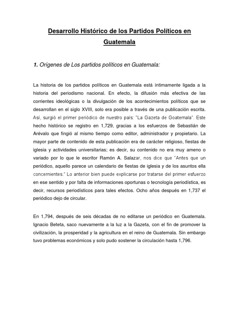 Partidos Políticos en la Independencia de Guatemala | PDF | Guatemala ...