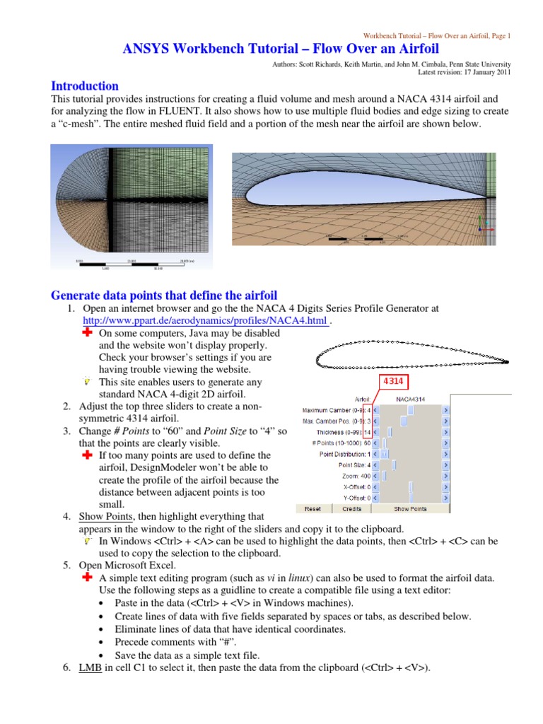 Workbench Tutorial Airfoil | PDF | Airfoil | Microsoft Excel
