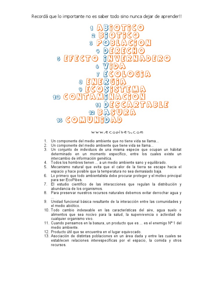 Crucigrama Respuestas