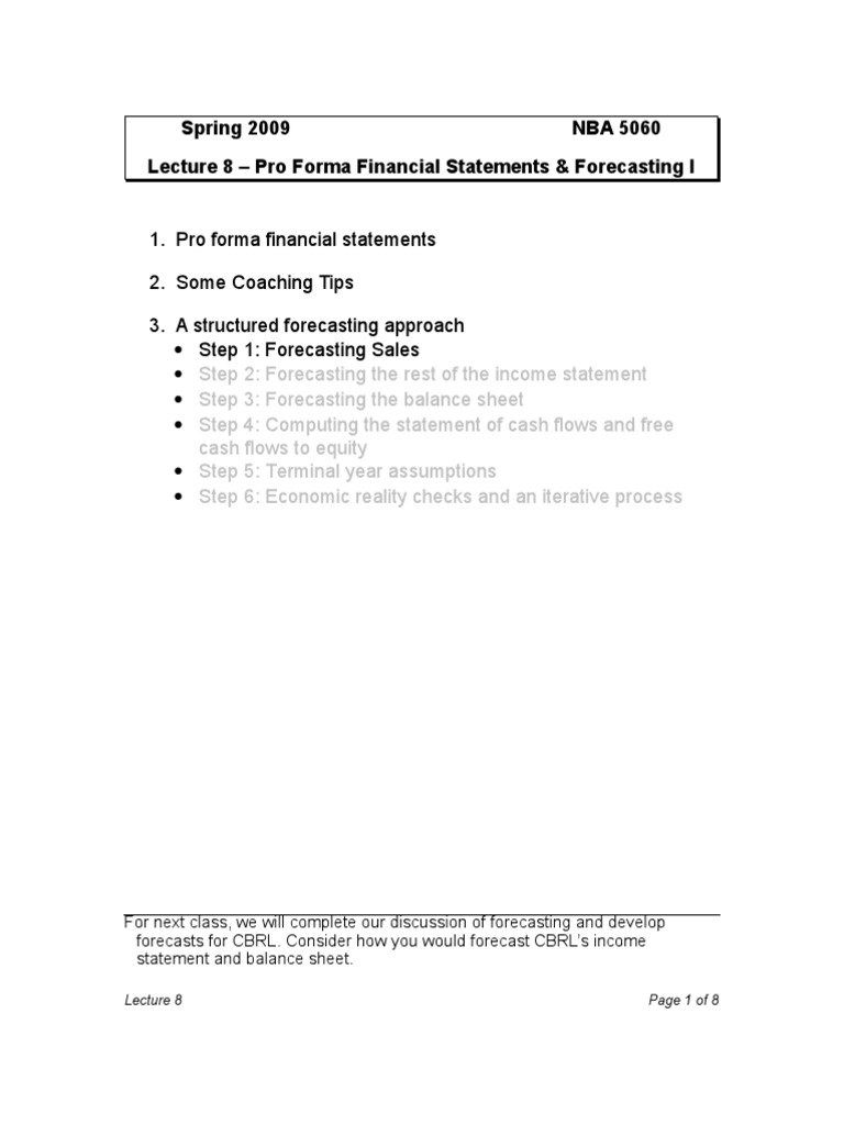Pro Forma Financial Statements Guide | PDF | Expense | Financial Statement