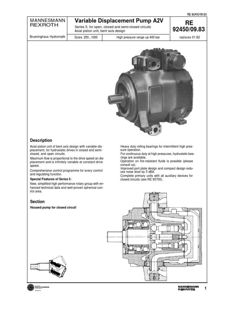 Rexroth A2V Variable Displacement Pump | PDF