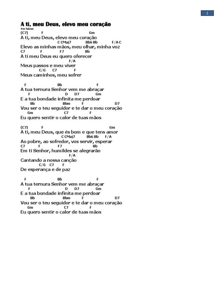 A Ti, Meu Deus: Letra e Cifras | PDF | Gastronomia, comida e vinho