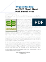 For Urgent Reading: Sx-Point CBCP Moral Stand On The Pork Barrel Controversy and Corruption in The Philippines