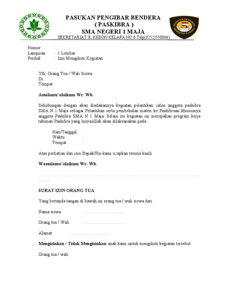 Surat Izin Orang Tua
