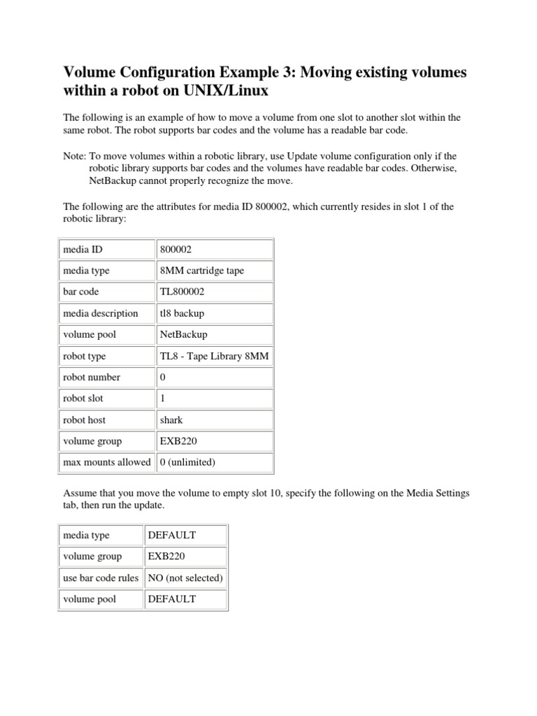 Volume Configuration Example 3: Moving Existing Volumes Within A Robot ...