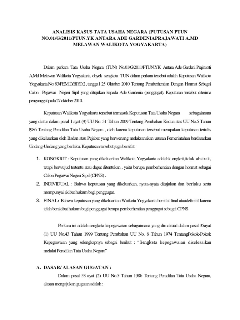 Analisis Kasus Tata Usaha Negara Docx