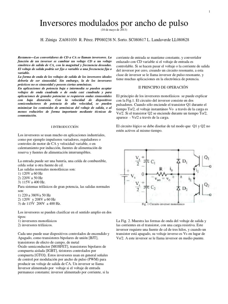 Inversores de pulso y su funcionamiento | PDF | Inversor de energia ...