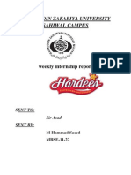 Bahauddin Zakariya University Sahiwal Campus: Weekly Internship Report