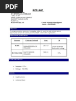 Resume Format For Freshers Mba Hr