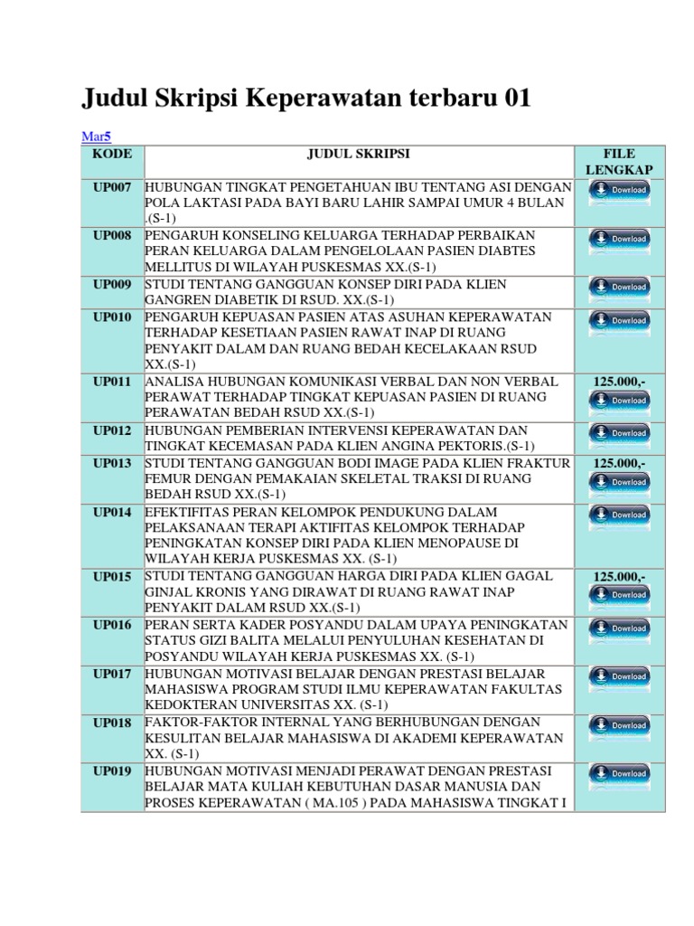 Judul Skripsi Keperawatan Komunitas Terbaru Ide Judul Skripsi Universitas