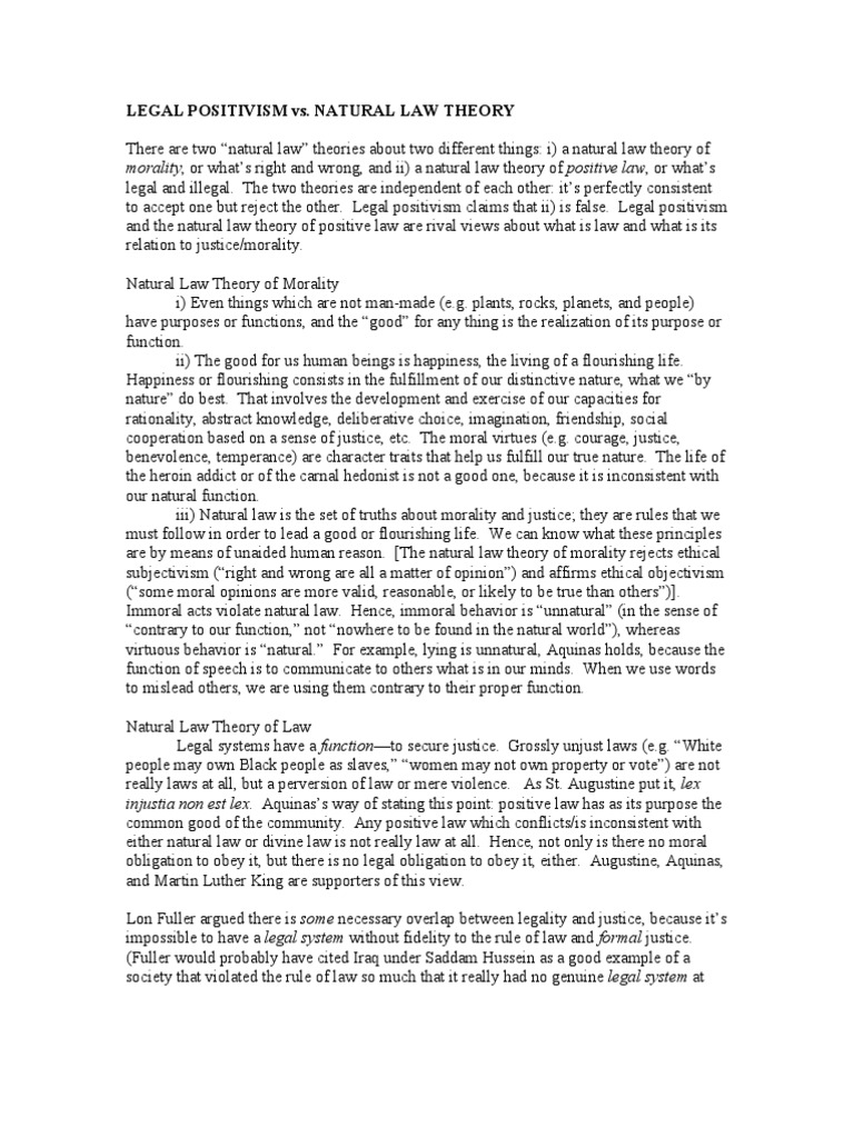 Legal Positivism vs. Natural Law Theory | PDF | Jurisprudence | Natural Law