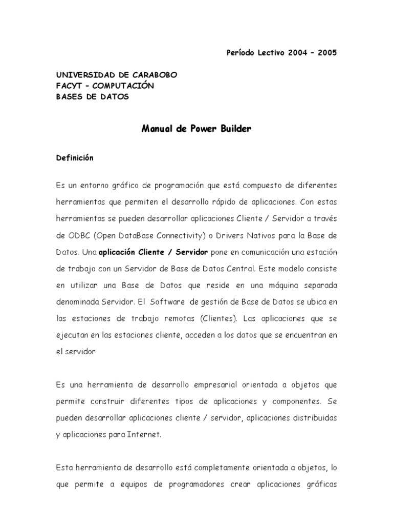 Manual Power Builder Pdf Ventana Informática Sql