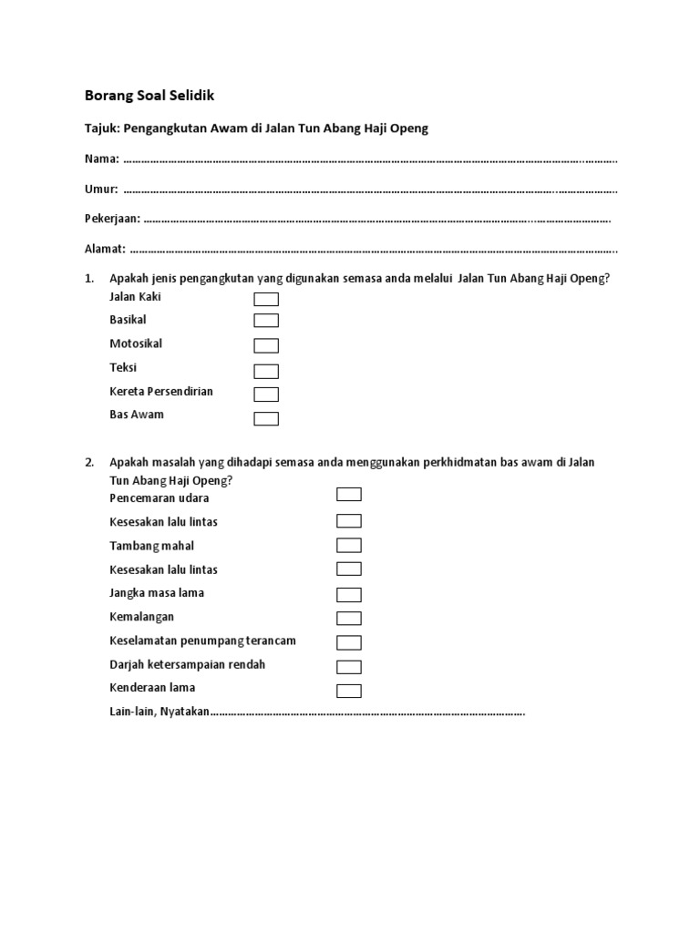 Borang Soal Selidik Geografi 2013 Pdf