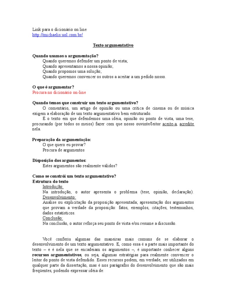 A Estrutura Geral De Um Texto Argumentativo Consiste De Introdução