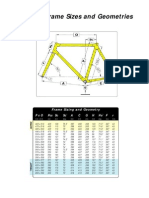 COLNAGO Size - Geometory Chart