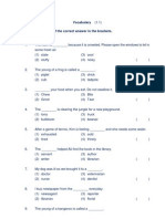 Vocabulary (1.1) Write The Number of The Correct Answer in The Brackets