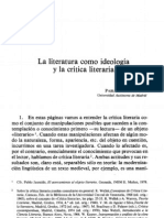 La Literatura Como Ideología y La Critica Literaria