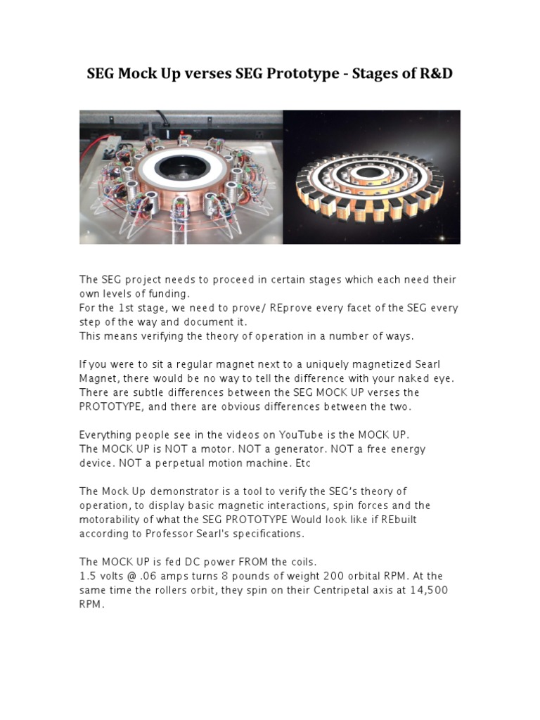 SEG Mock Up Verses SEG Prototype Stages of R D | PDF | Magnet ...
