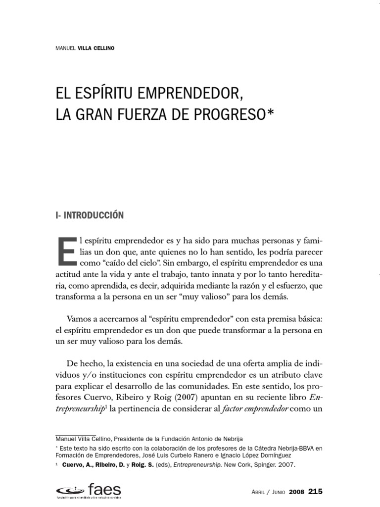 El Espíritu Emprendedor como Fuerza Progresiva | PDF | Crecimiento ...