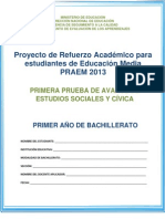 Primera Prueba de Avance de Estudios Sociales - Primer Año de Bachillerato - 2013