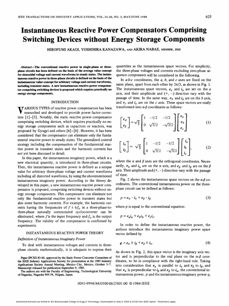 Instantaneous Reactive Compensators Comprising Switching Devices ...