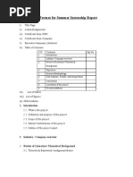 Format For Summer Internship Report