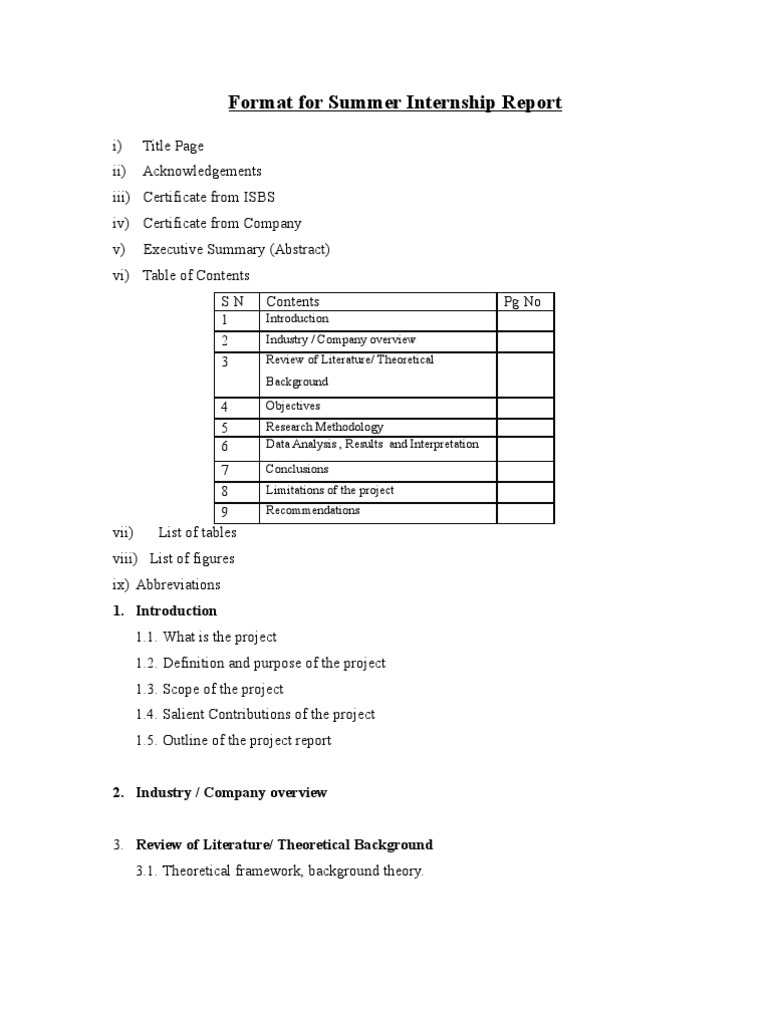 literature review for summer internship report