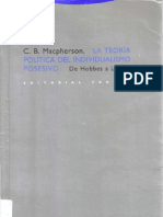 Crawford Macpherson - La Teoría Política Del Individualismo Posesivo. de Hobbes A Locke