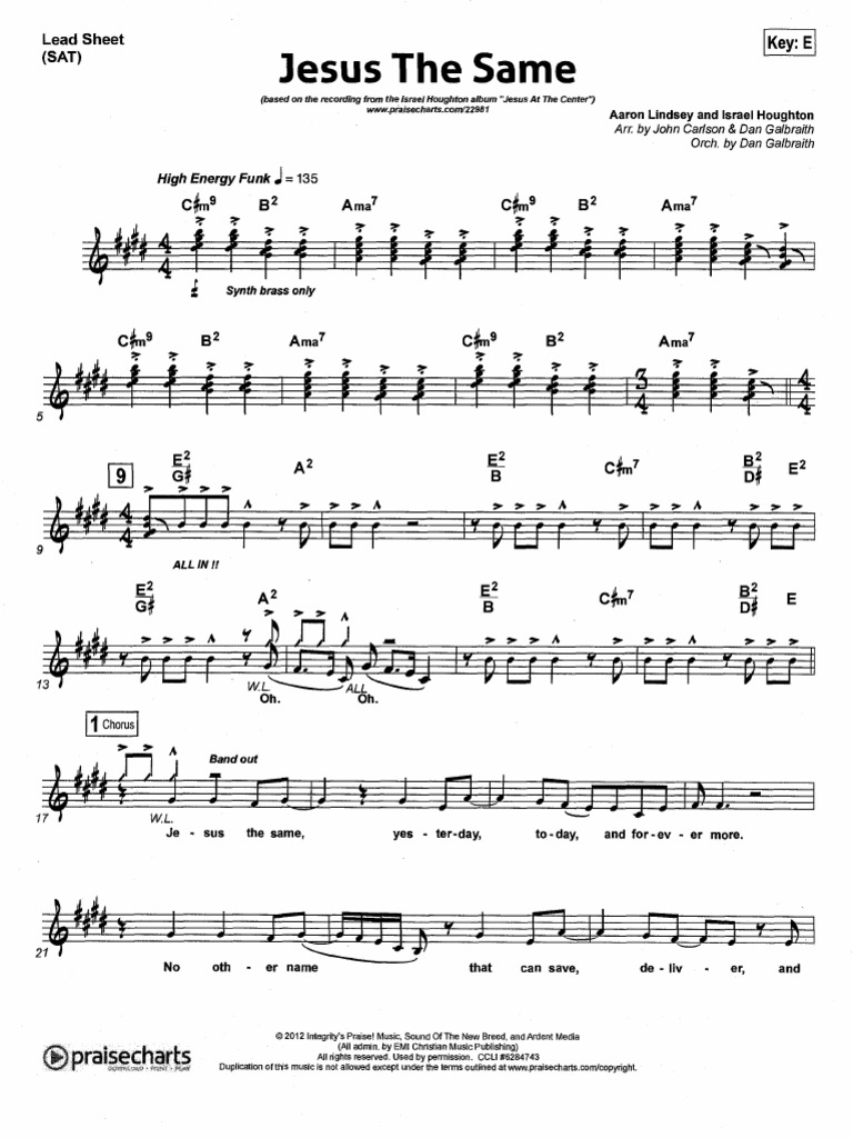 Jesus The Same Lead Sheet