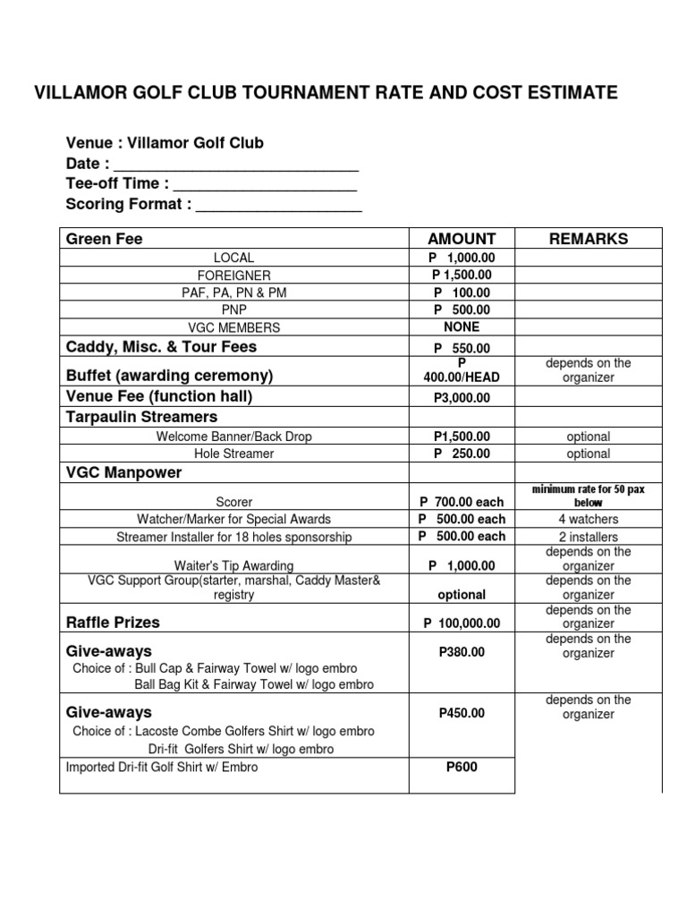 Villamor Golf Club Price Estimate Golf Course Outdoor Recreation