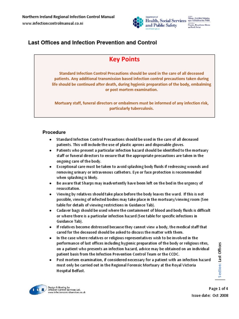 Last Offices Infection Control Infection