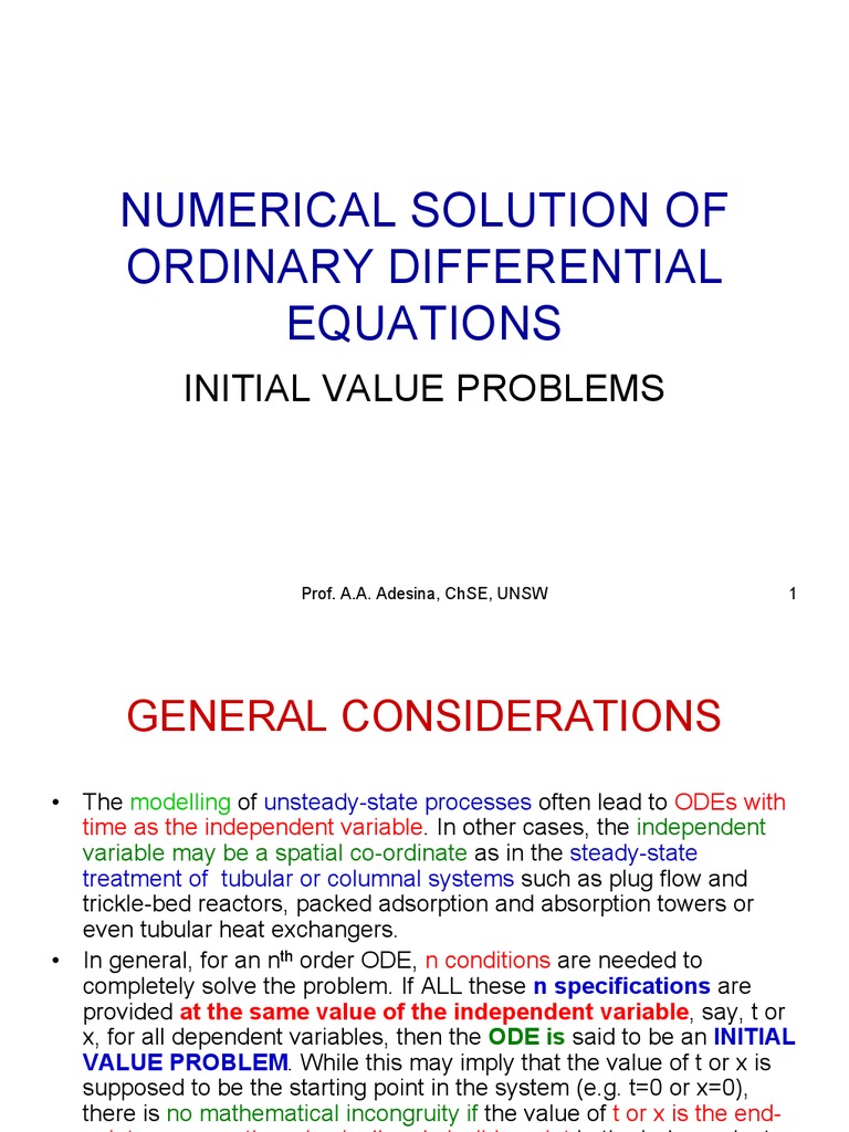 Numerical Solution of ODEs-IVP | PDF | Ordinary Differential Equation ...