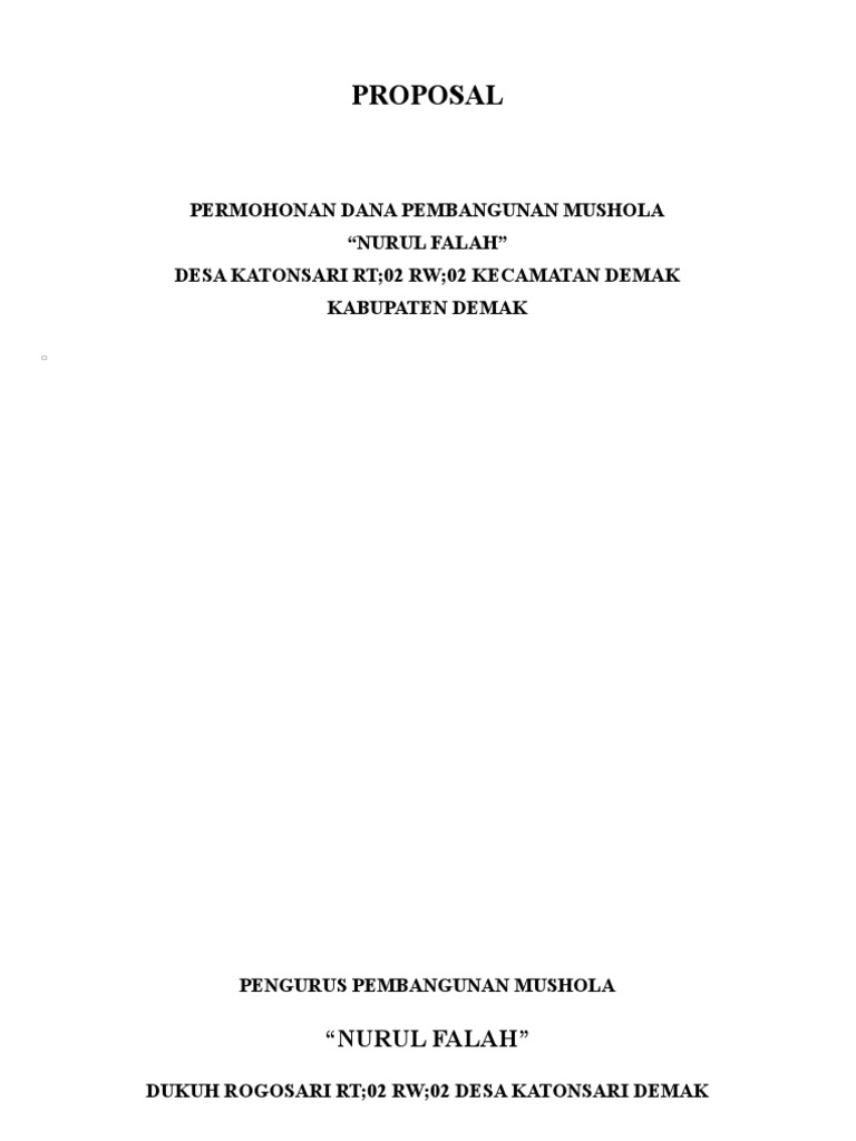 Contoh Proposal Pembangunan Mushola