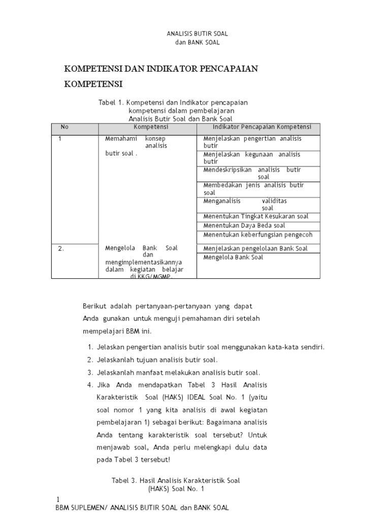 Analisis Butir Soal