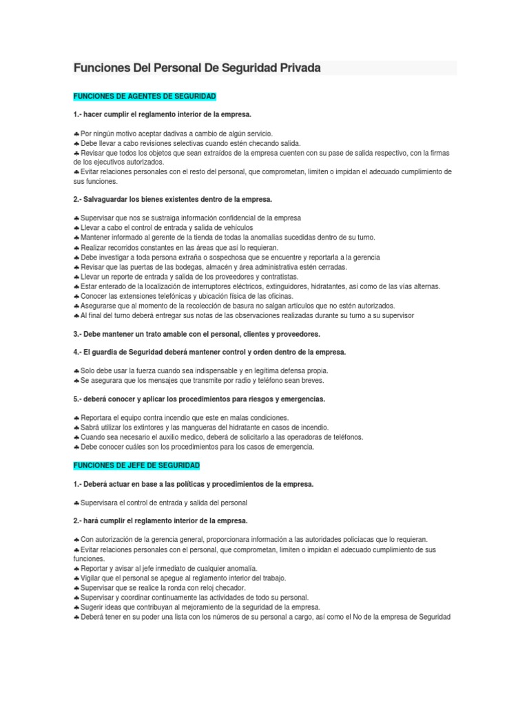 Funciones del Personal de Seguridad Privada | PDF | Policía | Thriller ...